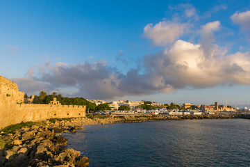 Historic port of the old town of Rhodes island. Greece, Europe.