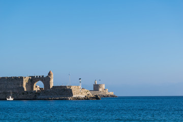 Historic port of Rhodes town. Greece, Europe.