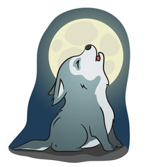 Obraz premium cute little howling wolf