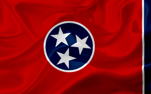 Flag of Tennessee, USA, with waving fabric texture