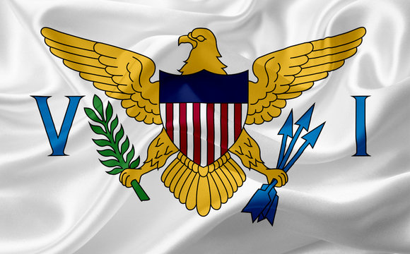 Flag of Virgin Islands, USA with waving fabric texture