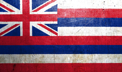 Flag of Hawaii, USA, with an old, vintage metal texture