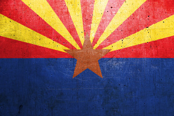 Flag of Arizona, USA, with an old, vintage metal texture