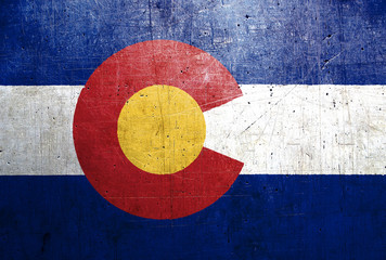 Flag of Colorado, USA, with an old, vintage metal texture