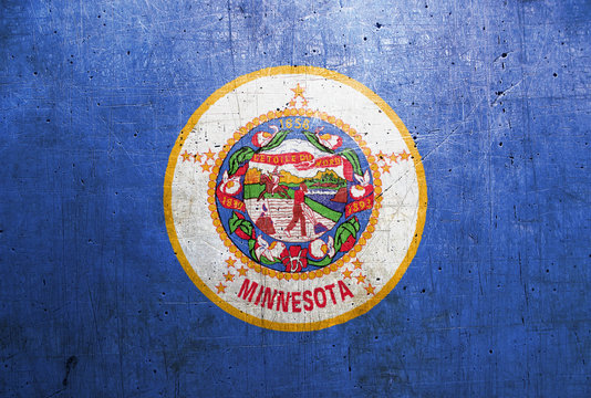 Flag of Minnesota, USA, with an old, vintage metal texture