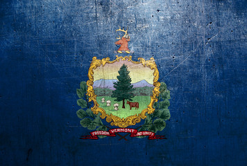 Flag of Vermont, with an old, vintage metal texture