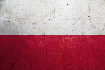 Flag of Poland, with an old, vintage metal texture