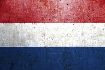 Flag of Netherlands, with an old, vintage metal texture