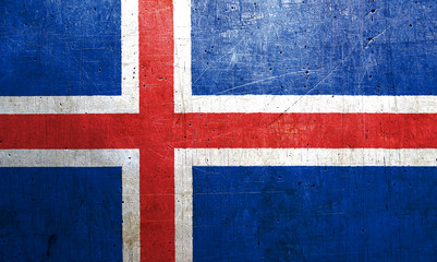 Flag of Iceland, with an old, vintage metal texture