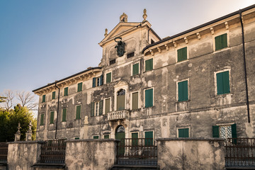 Fototapeta na wymiar Villa Pignatti-Morano is a three-story seventeenth century villa with a particular staircase on the west side.