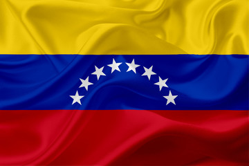 Flag of Venezuela with waving fabric texture