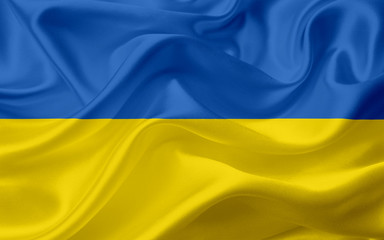 Flag of Ukraine with waving fabric texture