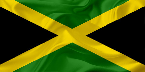 Flag of Jamaica with waving fabric texture