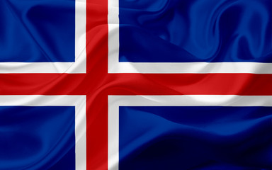 Flag of Iceland with waving fabric texture