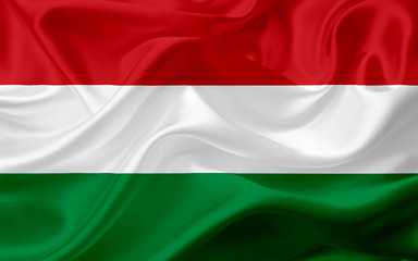 Fototapeta premium Flag of Hungary with waving fabric texture