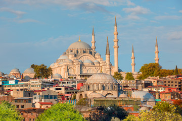 Naklejka premium Cityscape of Istanbul with the Golden Horn and Suleymaniye Mosque