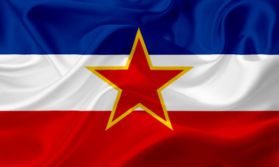 Flag of Yugoslavia, with waving fabric texture