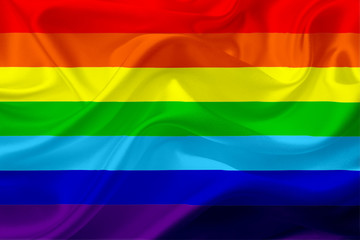 Flag of Rainbow, with waving fabric texture