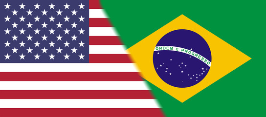 Flag of USA and Brazil together