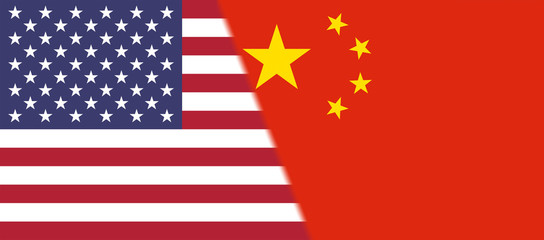 Flag of USA and China together