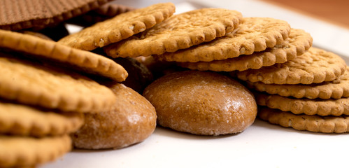 Delicious biscuits isolated on white background
