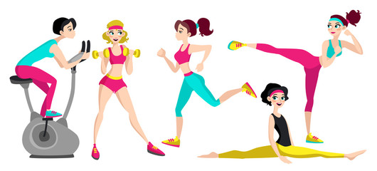 Fitness set with different women.