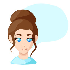 Cartoon woman faces Flat design style vector illustration