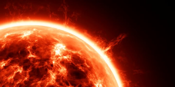 Flaming Red Sun as Close-Up of Star or Gas Planet Rendered 4k CGI Animation Video