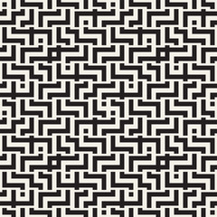 Interlacing Lines Maze Lattice. Ethnic Monochrome Texture. Vector Seamless Black and White Pattern