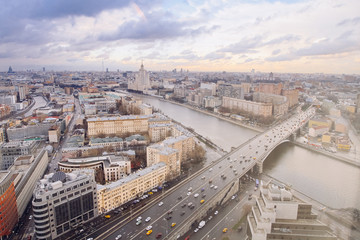 Aerial Moscow city panorama