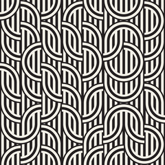 Seamless monochrome waving pattern. Abstract stripy background. Vector irregular round stripes design.