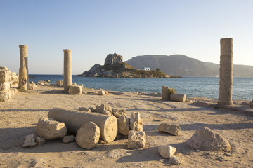 Kos, Greece at Ruins of the Basilica St. Stefanos