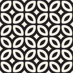 Vector Seamless Black And White Geometric Lines Pattern. Abstract Geometric Background Design