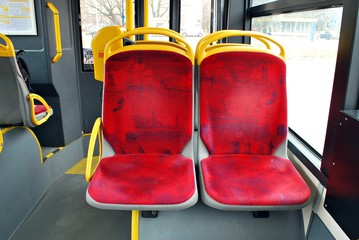 The inside of the bus
