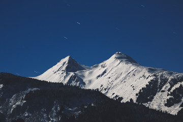 Star Trails over Alaska Mountains in Winter