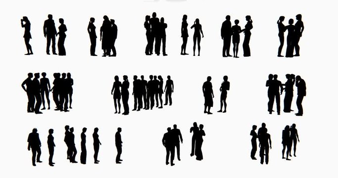 4k a group of Business people silhouette talking.