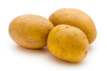 Raw potato isolated on white background.