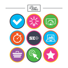 Fototapeta premium Internet, seo icons. Bandwidth speed sign.