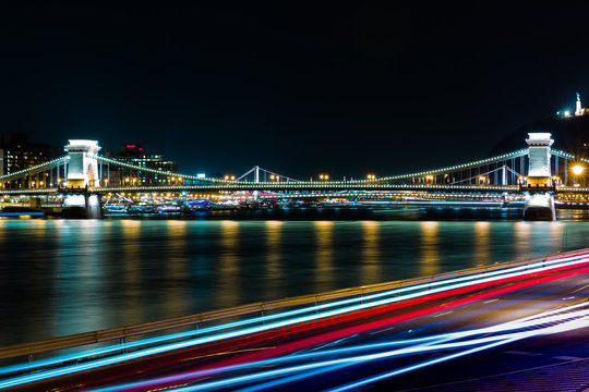 Chain Bridge Budapest by night
