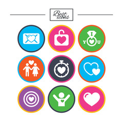Fototapeta premium Love, valentine day icons. Target with heart.