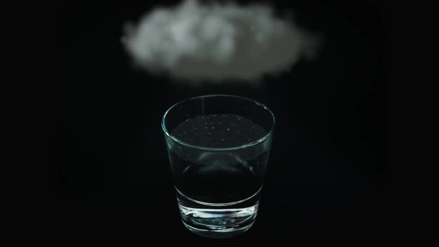 Hurricane in glass of water with lightning dark 4K (loop) Tempest in teapot. Storm in teacup. Metaphor, symbol over-reacted to small unimportant event, as if it were of considerably more consequence. 