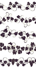 Set of seamless ornaments with vines of grapes. Boarders with vines for backgrounds, print, textiles, labels.