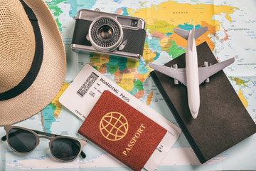 Travel and vacation accessories - top view