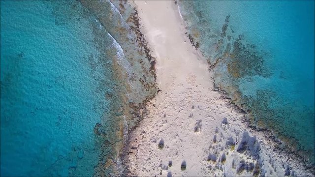 Drone flight over the beautiful Simos Beach on the Island of Elafonisos,  close to south Peloponess in Greece.