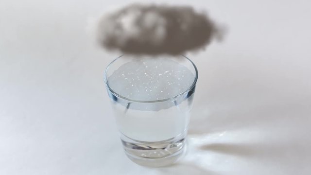 Hurricane in glass of water cloud (light) 4K (loop) Tempest in teapot. Storm in teacup. Metaphor, symbol over-reacted to small unimportant event, as if it were of considerably more consequence. 