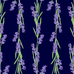 Seamless pattern with lavender flowers.