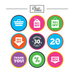 Sale discounts icon. Shopping, deal signs.