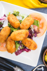 Ration of Croquettes Typical Tapa of Spanish Cuisine with Rustic Presentation