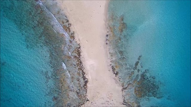 Drone flight over the beautiful Simos Beach on the Island of Elafonisos,  close to south Peloponess in Greece.