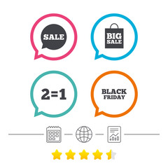 Sale speech bubble icons. Black friday symbol.